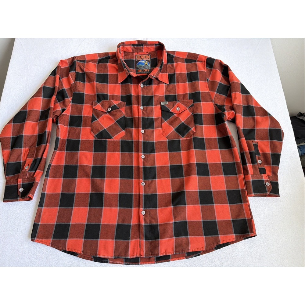 Dixxon Hill City Flannel Button-Up Shirt Mens 4XL Orange Black Plaid Long Sleeve